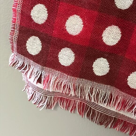 Talbots Women’s Red Cream Polka Dot Wool Blend Fashion Scarf Fringe 75”, 17.5” - Picture 13 of 16